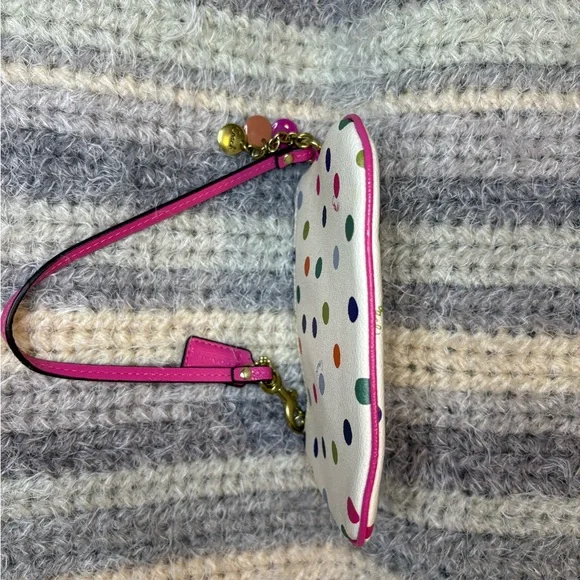 Coach Polka Dot Wristlet with Pink Trim - Picture 3 of 5